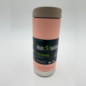Klean Kanteen 12 oz TKWide Insulated Coffee Tumbler w/a Café Cap Peach Parfait